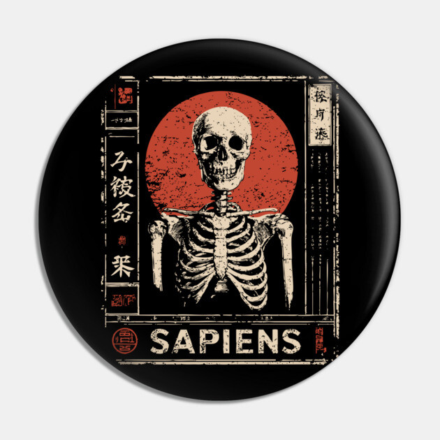 Sapiens Skeleton | Human Mortality Art Pin by TuncGK