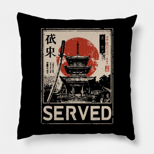 Served Asian Temple | Eastern Philosophy Art Pillow by TuncGK
