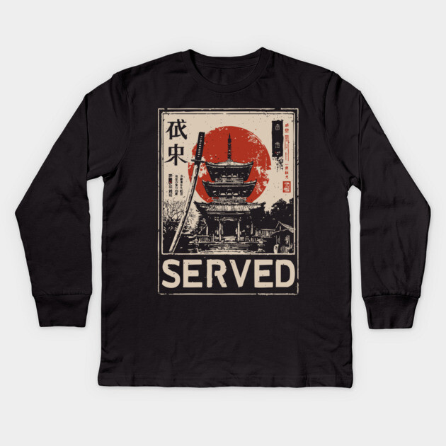 Served Asian Temple | Eastern Philosophy Art Kids Long Sleeve T-Shirt by TuncGK