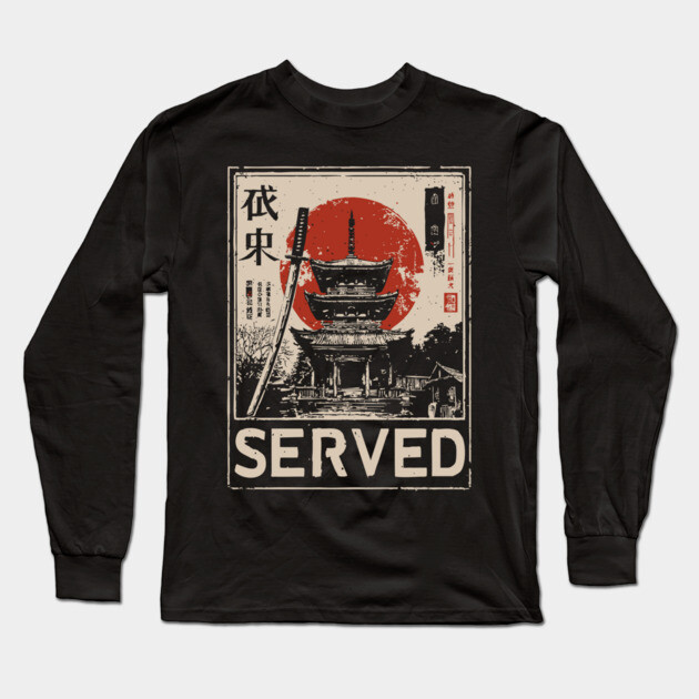 Served Asian Temple | Eastern Philosophy Art Long Sleeve T-Shirt by TuncGK