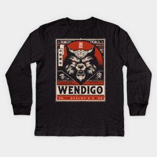 Wendigo Spirit | Native Folklore Horror Art Kids Long Sleeve T-Shirt
