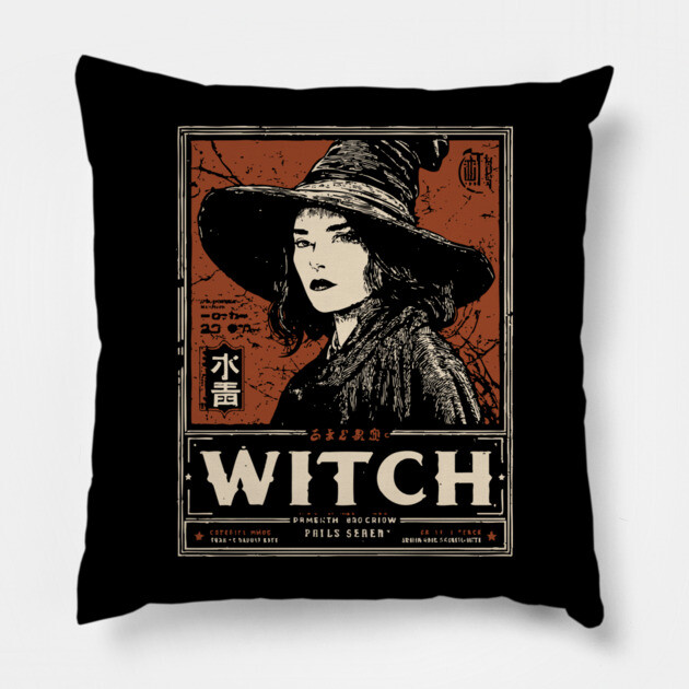 Modern Witch Portrait | Feminine Power Art Pillow by TuncGK