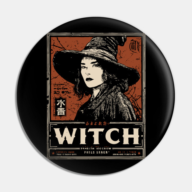 Modern Witch Portrait | Feminine Power Art Pin by TuncGK
