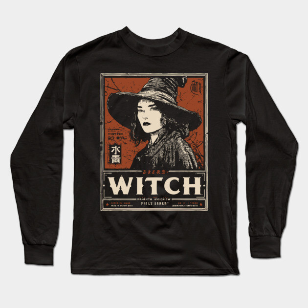 Modern Witch Portrait | Feminine Power Art Long Sleeve T-Shirt by TuncGK