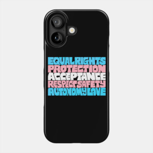 "Trans Rights Are Human Rights" Flag Typography Word Art Phone Case