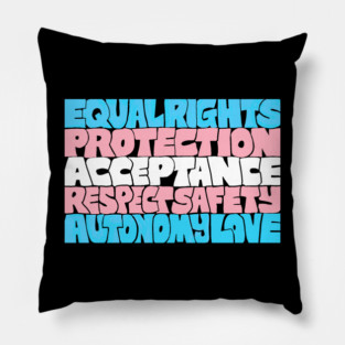 "Trans Rights Are Human Rights" Flag Typography Word Art Pillow