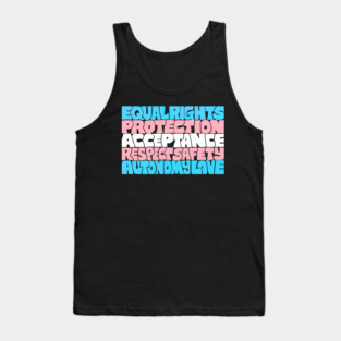"Trans Rights Are Human Rights" Flag Typography Word Art Tank Top