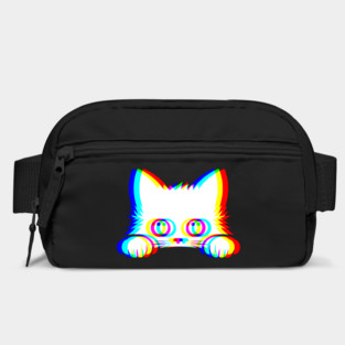 EDM Kitty Peeking Colorful Vaporwave Techno Music Glitchy design Bag