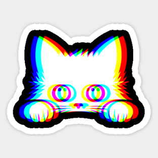 EDM Kitty Peeking Colorful Vaporwave Techno Music Glitchy design Magnet