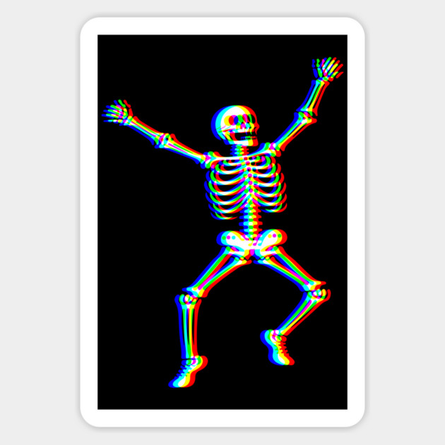 EDM Dancing Skeleton Vaporwave Techno Rave Party Magnet by Luxinda