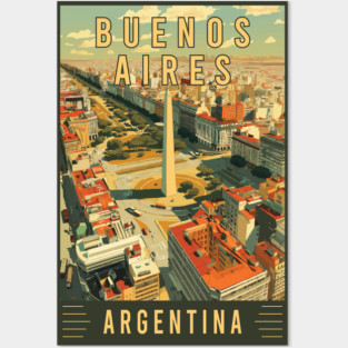 Discover Colorful Cityscape of Buenos Aires in Argentina - Travel Art Posters and Art
