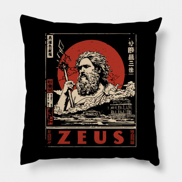 Zeus Thunder God | Greek Mythology Art Pillow by TuncGK