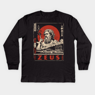Zeus Thunder God | Greek Mythology Art Kids Long Sleeve T-Shirt
