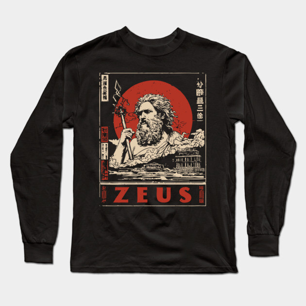 Zeus Thunder God | Greek Mythology Art Long Sleeve T-Shirt by TuncGK