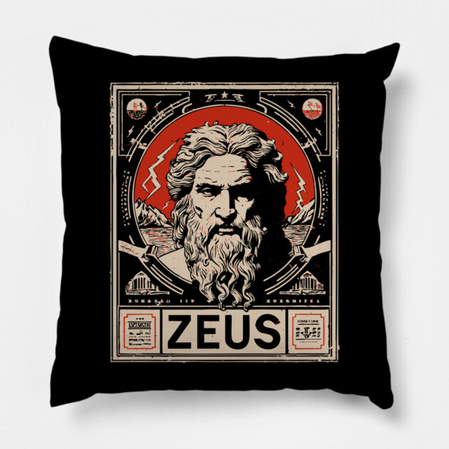 Zeus Portrait | Olympian Wisdom Art Pillow by TuncGK