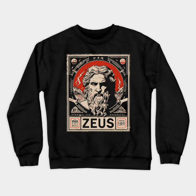 Zeus Portrait | Olympian Wisdom Art Crewneck Sweatshirt by TuncGK