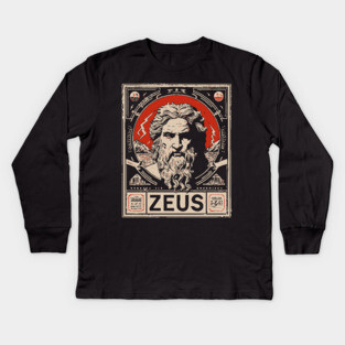 Zeus Portrait | Olympian Wisdom Art Kids Long Sleeve T-Shirt