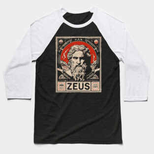 Zeus Portrait | Olympian Wisdom Art Baseball T-Shirt