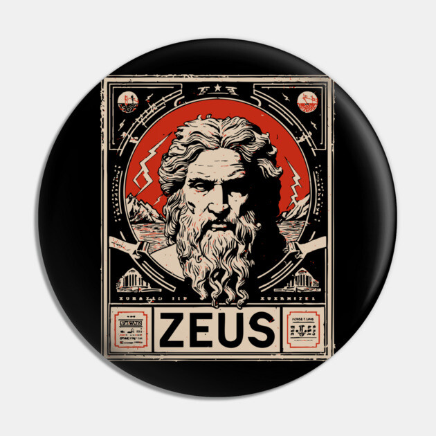 Zeus Portrait | Olympian Wisdom Art Pin by TuncGK