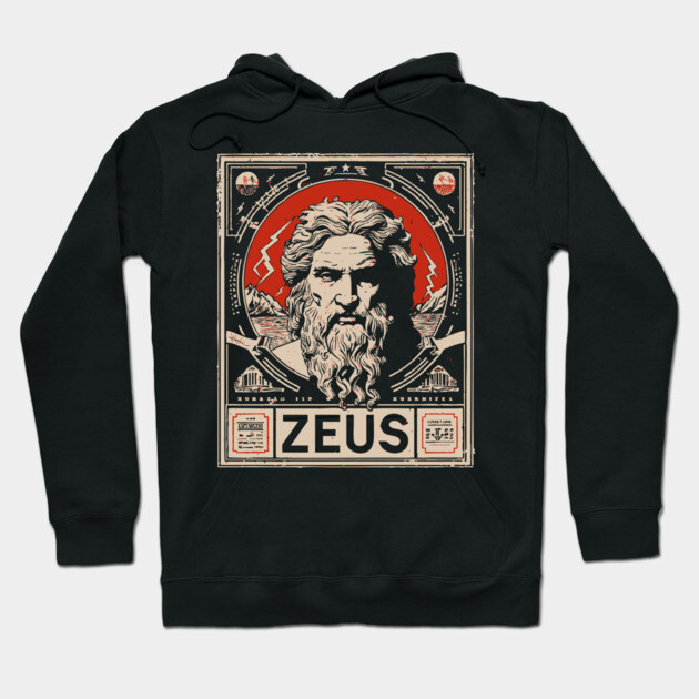 Zeus Portrait | Olympian Wisdom Art Hoodie by TuncGK
