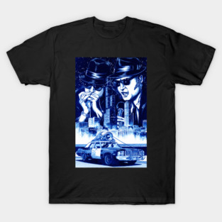 Blues Brothers chicago joliet jake elwood 80s movies cult classic blue and white T-Shirt