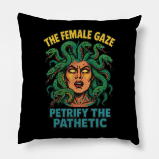 The Female Gaze – Medusa Empowerment Parody Design Pillow