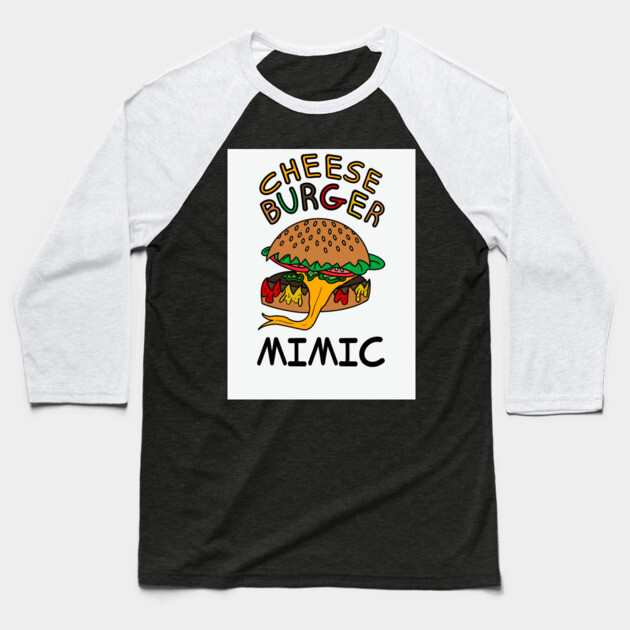 Cheeseburger Mimic Baseball T-Shirt by Lou Johnson