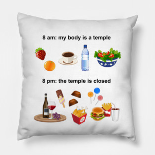 Snack Side Showdown: Health Nuts vs Junk Food Junkies Pillow