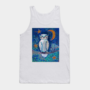 Owl and Golden Moon Tank Top