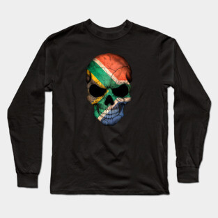 South African Flag Skull Long Sleeve T-Shirt