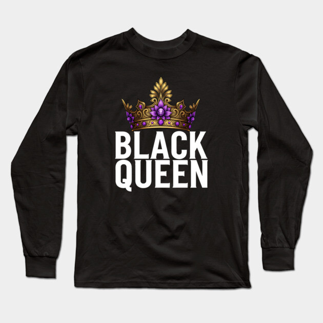 Black Queen Long Sleeve T-Shirt by UrbanLifeApparel