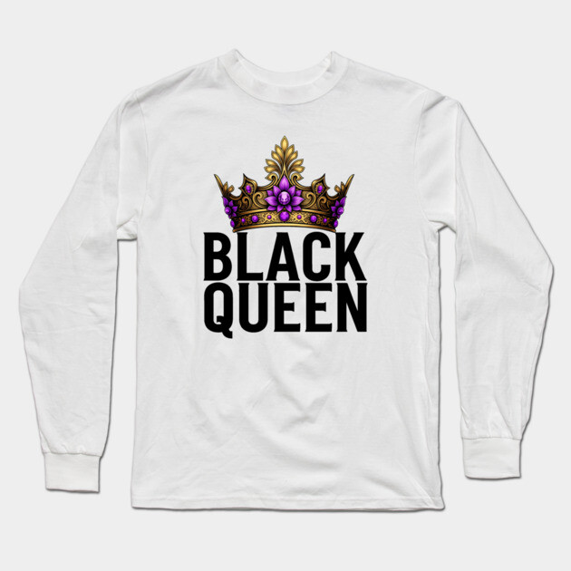 Black Queen - Black Woman Long Sleeve T-Shirt by UrbanLifeApparel