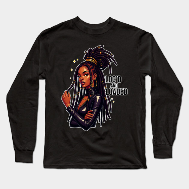 Loc'd and Loaded Natural Hair Long Sleeve T-Shirt by UrbanLifeApparel