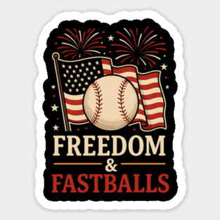 Freedom & Fastballs Baseball 4th of July Patriotic Sticker