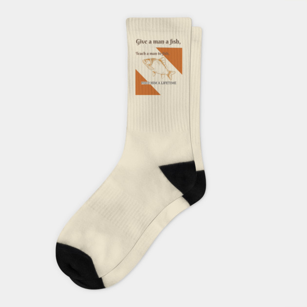 Give A Man A Fish Life Lesson Socks by Lamar 's Store