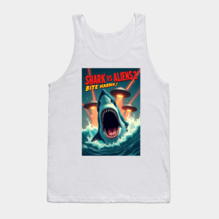 Shark vs Aliens 2 Bite Harder - Retro Sci Fi B Movie Tank Top