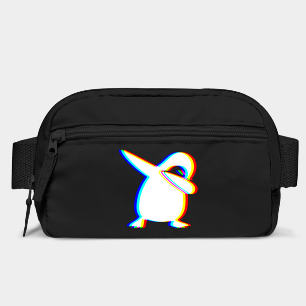 EDM Colorful Dabbing Penguin Vaporwave Trippy Glitchy Techno Rave design by Luxinda