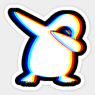 EDM Colorful Dabbing Penguin Vaporwave Trippy Glitchy Techno Rave design Sticker