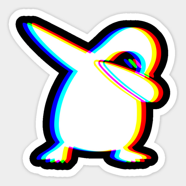 EDM Colorful Dabbing Penguin Vaporwave Trippy Glitchy Techno Rave design Magnet by Luxinda