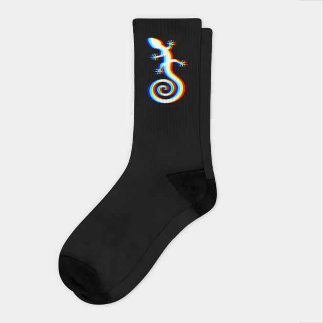 EDM Colorful Gecko Vaporwave Glitchy Techno Trippy Rave design Socks by Luxinda