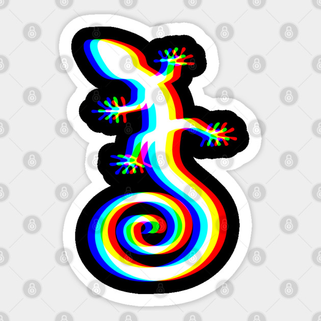 EDM Colorful Gecko Vaporwave Glitchy Techno Trippy Rave design Sticker by Luxinda