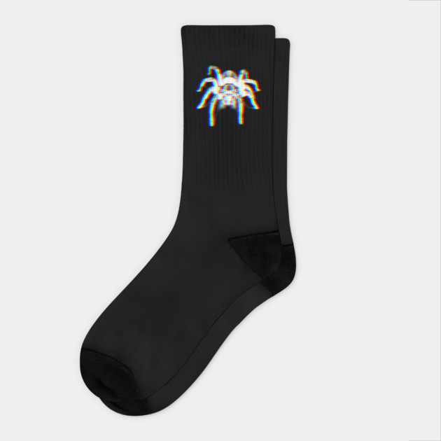 EDM Colorful Glitchy Tarantula Vaporwave Trippy Rave design Socks by Luxinda