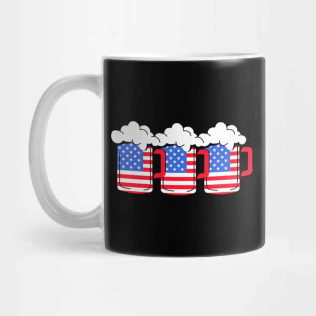 Beer American Flag 4th of July Merica Drinking USA by Creatifly Graphic Tees