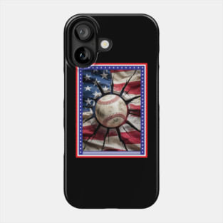 Patriotic Baseball 4th Of July USA American Flag Phone Case