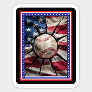 Patriotic Baseball 4th Of July USA American Flag Magnet