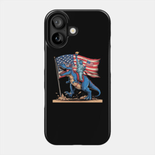 Dino Statue Of Liberty 4th Of July American Flag Phone Case