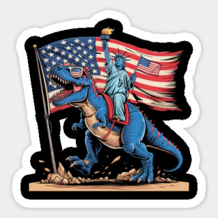 Dino Statue Of Liberty 4th Of July American Flag Magnet