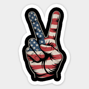 USA Flag Peace Sign Hand 4th of July Patriotic Magnet