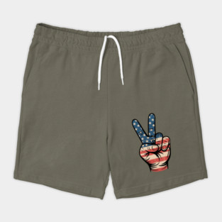 USA Flag Peace Sign Hand 4th of July Patriotic Shorts