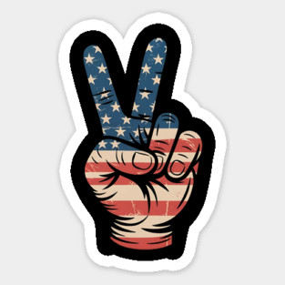 USA Flag Peace Sign Hand 4th of July Patriotic Magnet